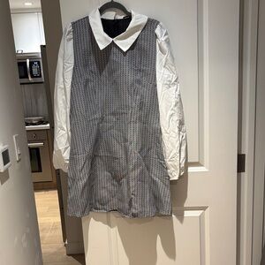 SHEIN Monochrome Textured Dress with White Collar